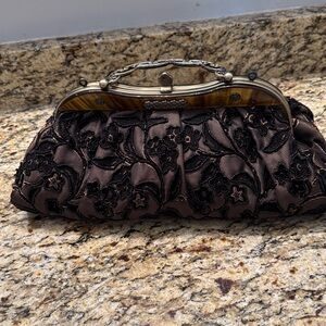 Elegant Black Floral Clutch